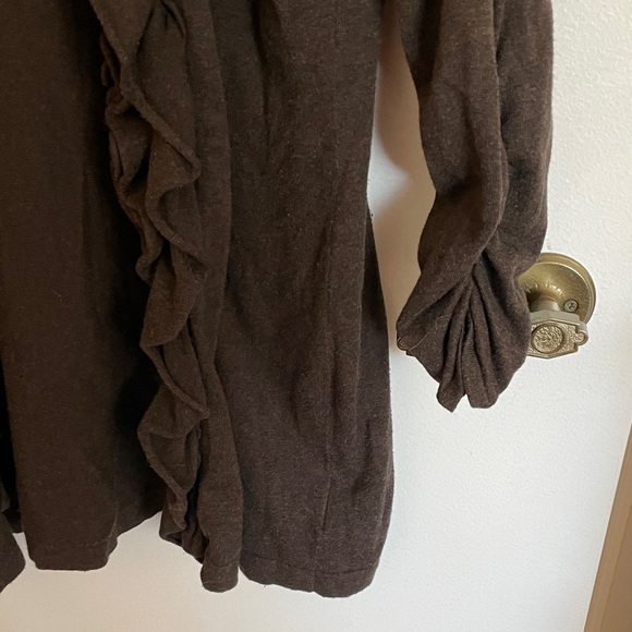 Tribal Dark Brown Ruffled Cardigan - Picture 6 of 7